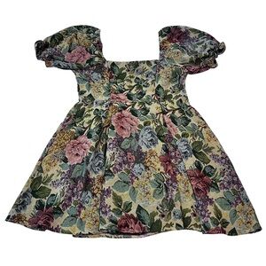 Elegant Floral Mini Dress with Puff Sleeves